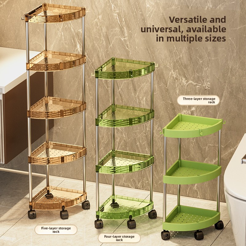Home Essentials Bathroom Storage - ชั้นวางของในห้องน้ำ ชั้นวางของหลายชั้นสำหรับห้องน้ำ หอพัก ใช้ในบ้าน ร้านสะดวกซื้อแบบเคลื่อนย้ายได้ สิ่งจำเป็นในชีวิตประจำวัน