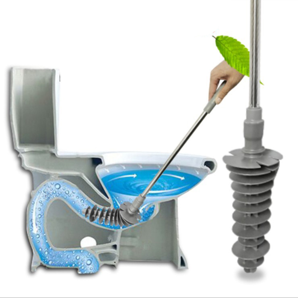 Plunger Toilet - ที่กดชักโครกแบบหัวหมุน พร้อมด้ามจับยืดหยุ่น สำหรับแก้ปัญหาท่อตันในชักโครกแบบไซฟอน ทนทานต่อสนิม ด้ามจับออกแบบตามหลักสรีรศาสตร์ จัดเก็บง่าย