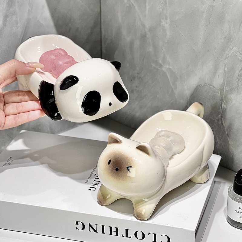 Home Essentials Bathroom Storage - กล่องสบู่เซรามิกระดับไฮเอนด์รุ่นใหม่พร้อมดีไซน์ระบายน้ำแบบไม่ต้องเจาะเป็นสิ่งจำเป็นสำหรับบ้านที่ยอดเยี่ยมสำหรับการจัดเก็บสบู่ในห้องน้ำ