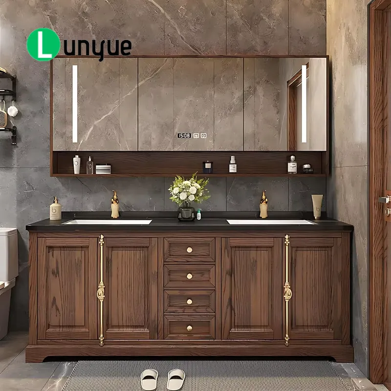 ตู้เก็บของในห้องน้ำไม้จริง MDF - Home Bathroom Vanity Combo บทวิจารณ์และราคา