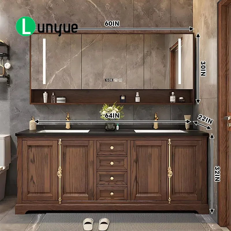 ตู้เก็บของในห้องน้ำไม้จริง MDF - Home Bathroom Vanity Combo บทวิจารณ์และราคา